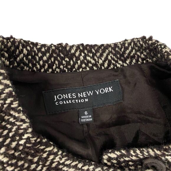 Jones New York Blazer Womens 6 Brown Tweed Jacket Professional Work Office - Picture 5 of 16